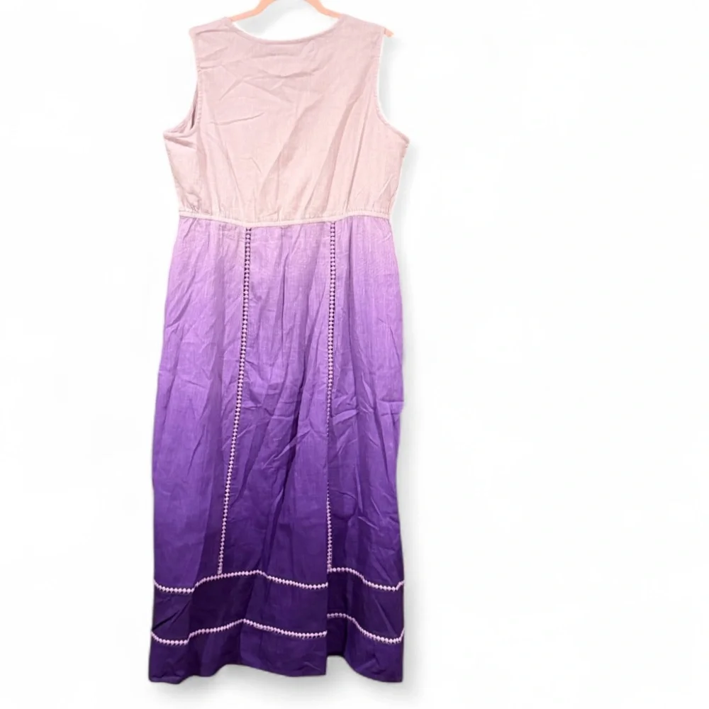 Only Necessities Women’s Purple Ombre Sleeveless Fit&Flare Dress Lounger 14-16 - Picture 3 of 7
